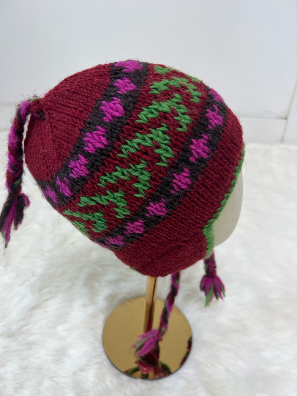 Boho Kids  Knit Earflap Hat 100% Wool Made in Nepal unisex
